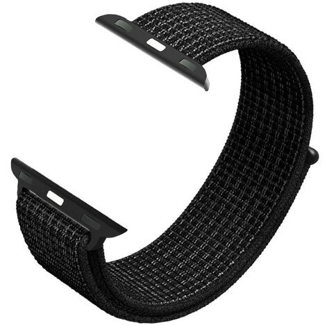 Curea iUni compatibila cu Apple Watch 1/2/3/4/5/6/7, 40mm, Nylon Sport, Woven Strap, Midnight Black